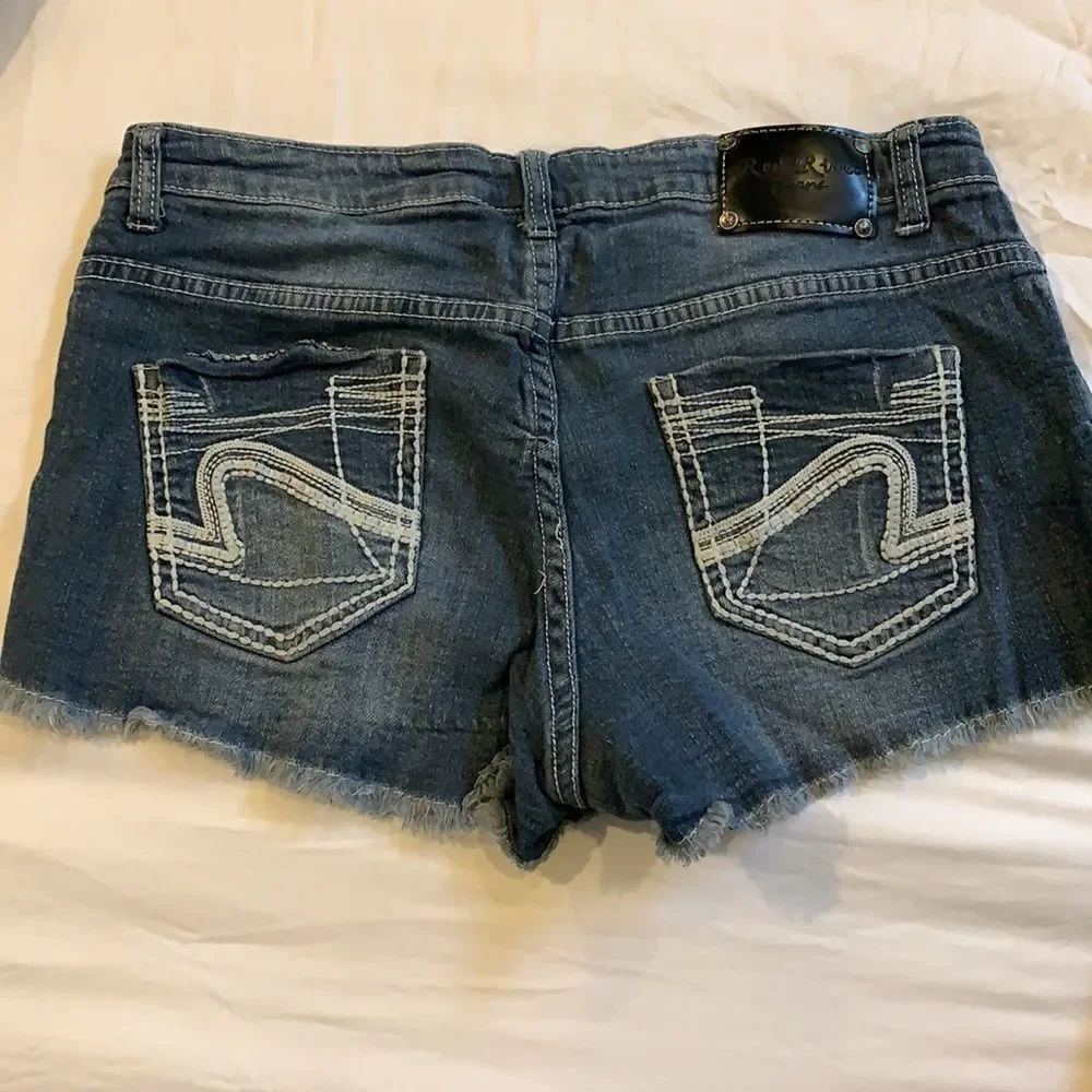 Red Rivet blue Jean shorts